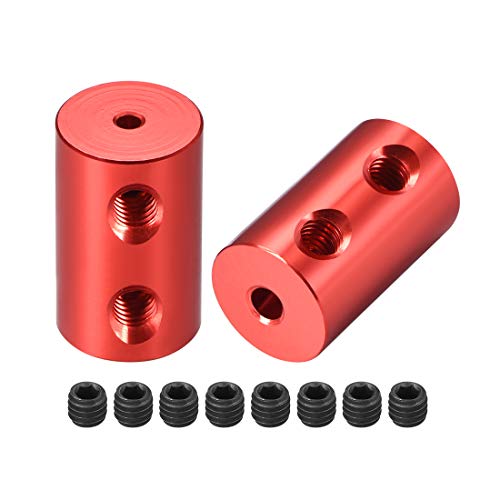 uxcell 2mm to 3mm Bore Rigid Coupling Set Screw L20XD12 Aluminum Alloy,Shaft Coupler Connector,Motor Accessories,Red,2pcs