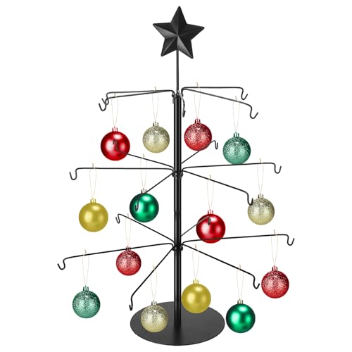 Cinnvoice Wire Tree Christmas Metal Ornament Tree Black Wrought Iron Ornaments Display Stand Features Hooks Easy Assembly for Xmas Small Craft Items Hanging Decor by Cinnvoice - Used condition - US$23.43