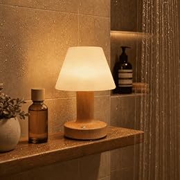 FNMYCO 3 Colors Shower Lamp Waterproof, Cordless Lamp for Bedroom