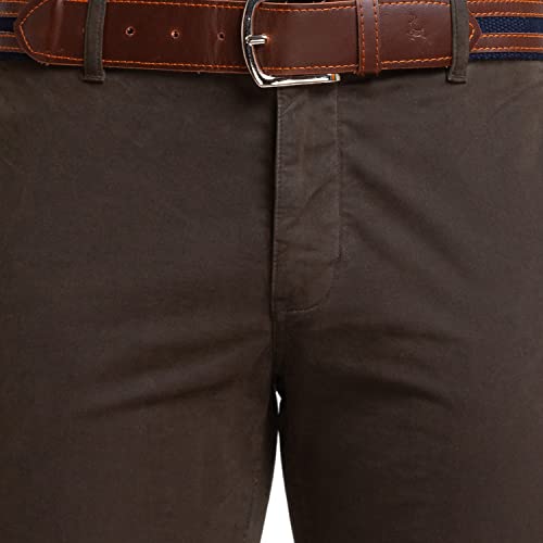 Image of Parx Men's Cotton Blend Solid Pattern Low Rise Tapered Fit Flat Front Casual Trouser