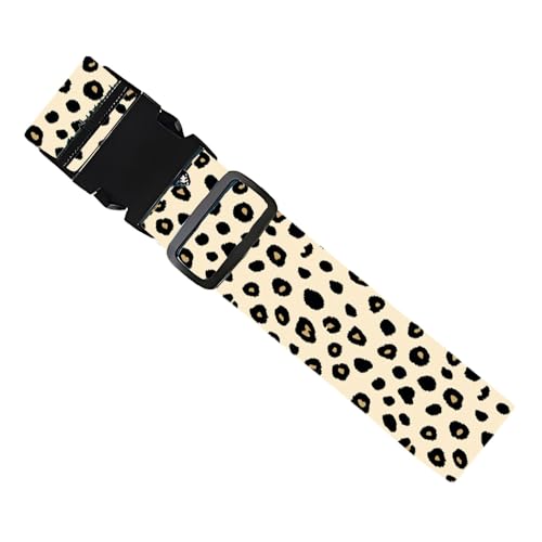 Image of 2 Pack Luggage Straps for Suitcases, Adjustable Travel Belt with Buckle, 2 inch Wide Heavy Duty Suitcase Straps for Summer Vacation, Trendy Leopard Print, Travel Essentials, Cream /Black, Multi