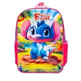 Mochila Infantil Blue Friend, Azul e Rosa, Sortida, Poliéster, 41x30x11 cm, 13 Litros, Alças Ajustáveis Acolchoadas, com Bolsos Laterais