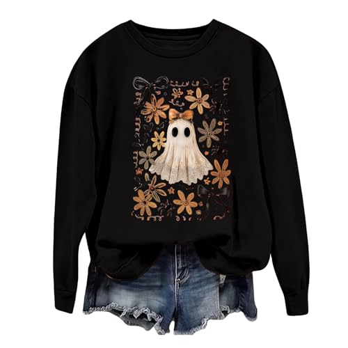 Halloween Sweatshirts for Women Spooky Season Casual Fall Tops 2026 Black - image 4