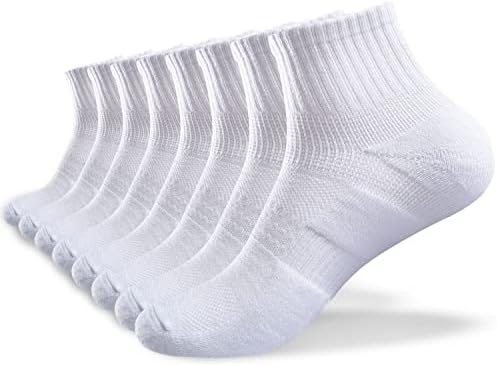 KC-TAHO Men's Quarter Athletic Cotton Socks 8 Pairs with Arch Support Breathable Cushioned Running Sports Socks