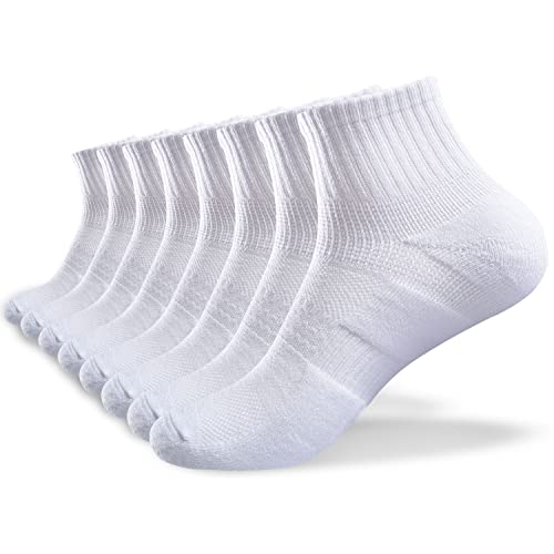 Kc-Taho Men's Quarter Athletic Cotton Socks 8 Pairs With Arch Support Breathable Cushioned Running Sports Socks #TOP22