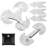 QWORK Juego de herramientas de medición de paso de rosca de 5 piezas, acero inoxidable, medidas SAE y métricas, marcado fácil de leer