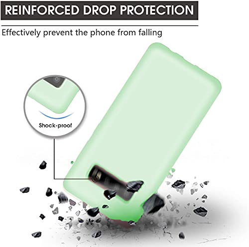 Image of DIZORO Liquid Silicone Case with Microfiber Coushioning Compatible for Samsung Galaxy S10 Shockproof Slim Back Cover, Gel Rubber Full Body Protection - Mint Green