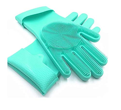 Fablas Magic Silicone Dishwashing Gloves - Multipurpose Cleaning Gloves for Kitchen, Car & Bathroom | Durable, Reusable Hand Gloves for Dishes, Pet Grooming & More | 1 Pair (Multicolor) (B088W9ZQXK) Amazon Price History, Amazon Price Tracker