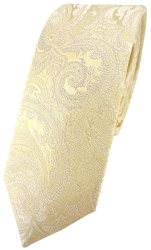 TigerTie - schmale Designer Seidenkrawatte in beige creme perlmutt weiß gemustert