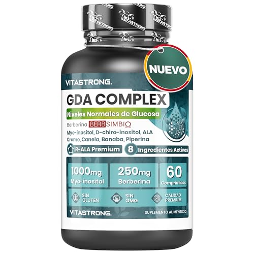 GDA Complex Vitastrong de Alta Dosis, Lipid Complex con Berberina Pura BerbSIMΒΙΩ 250mg, Myo-Inositol 1000mg, Ácido Alfa Lipoico, Extractos Vegetales y Cromo para Niveles Normales de Glucosa en Sangre