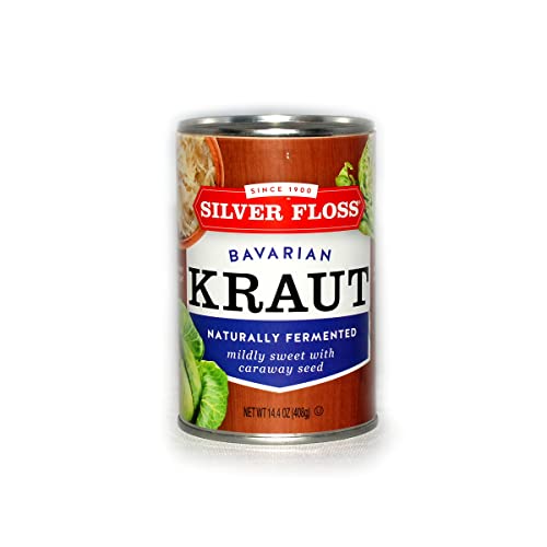Silver Floss Bavarian Sauerkraut Canned Bundle - Pack Of 6 X 14.4 Silver Floss Saukerkraut Bavarian, Naturally Fermented, Bundled With Jfs Recipe Card #TOP2