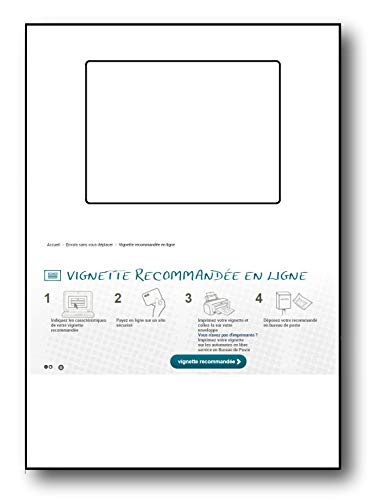 UNIVERS GRAPHIQUE - 20 Etiquettes pour Vignette recommandée en ligne- étiquette pour imprimer et envoyer un recommandé en ligne sur le site de la poste (20)