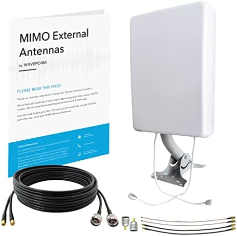 MIMO Panel Antenna Kit by Waveform | +9 dBi Gain | 2x2 600-2700 MHz | for 3G, 4G LTE, 5G Modems, Routers, & Cell Boosters | TS9, SMA, U.FL Adapters (Twin Cable)