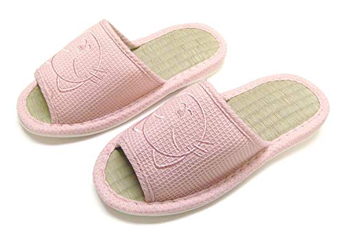 KNP26016T/Cat Natural Bamboo Wide Width Open Toe House Slippers/5-6,Wide/Pink