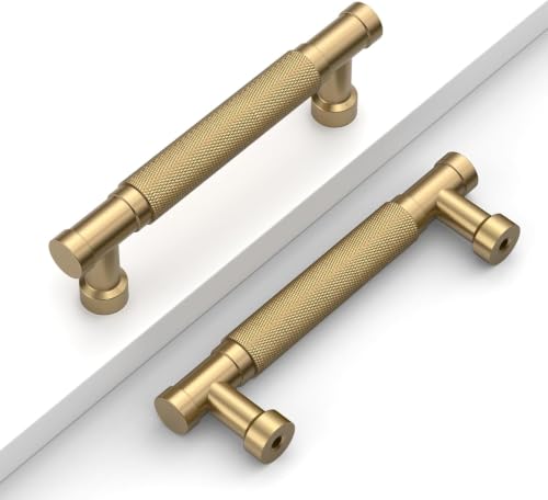 Champagne Bronze Knurled Cabinet Handles Kitchen Pulls 3.75 Inch 6 Pack