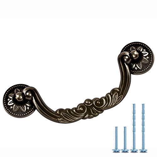 Mudujia 10-Pack 5" Vintage Dresser Drawer Pull Handles Antique Bronze Rustic Kitchen Cabinet Handle Pull Drop Bail Decorative 5 Inch Center Hole Spacing128Mm (10, 5" Hole Spacing) #TOP4