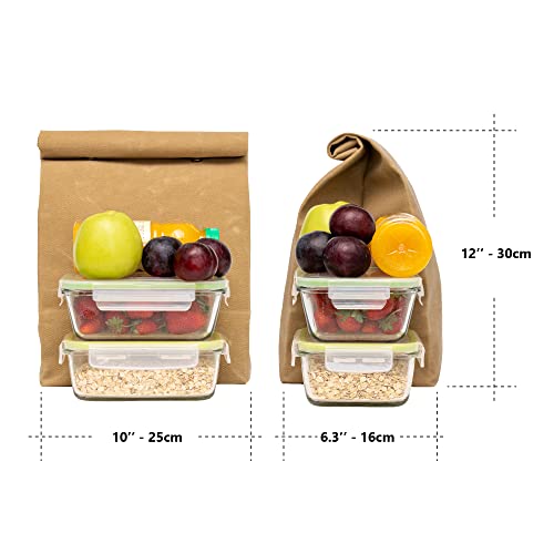 Lunch Box, Lunch Bag, Waxed Canvas / Large Capacity / Reusable / Lunch Bag For Kids Men Women - For Work / Office / School / Picnic (Olive) #TOP3