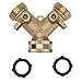 Jeanoko Brass Y Type Hose Splitter with Good Sealing for Irrigating Plants Washing Cars, Water Pressure, 2-Way Garden Water Distributor for All Standard 3/4(NPT) Hoses