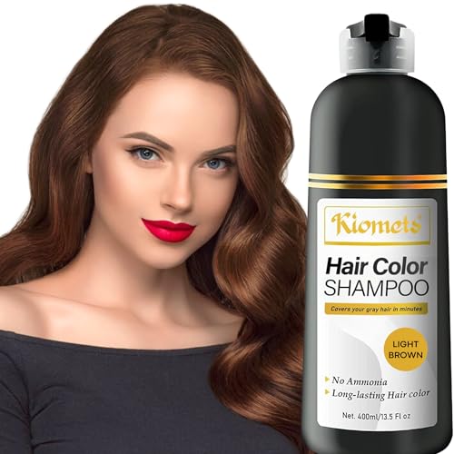 Kilomets Light Brown Hair Dye Shampoo 3 IN 1 – Hair Color Shampoo Grey Coverage in Minutes Ammonia Free Instant Coloring Gift for Mom Dad (Light Brown)