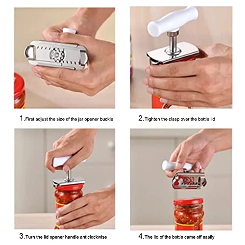 Jar Opener For Weak Hands, Effortless Arthritis Jar Opener For Seniors, Stainless Steel Adjustable Lid Opener Kitchen Accessories Opener, Bottle Opener For Arthritic Hands (White)… #TOP4