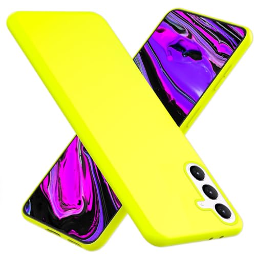 NALIA Custodia Silicone Neon per Samsung Galaxy S24 - Soft-Touch & Segnale Neon - NEONSHOCK (Cover Protettiva) - Marchio Tedesco, Colore:Giallo