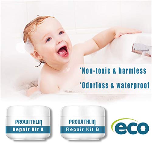 Tub, Tile and Shower Repair Kit, Porcelain Repair Kit Waterproof, Tub and Tile Refinishing kit, Fiberglass Repair Kit, Tile Repair Kit for Tubs, Toilet, Porcelain, Sink Crack (3.5oz White)