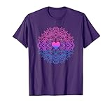Bi Flag Heart Mandala - Bisexual Pride T-Shirt