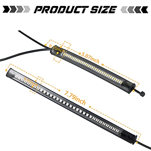 Quasco Front Rear Motorcycle Led Turn Signals, Universal White Amber Fork Light Strip, Red Brake Tail Lights Compatible With Harley Cafe Racer Dual Sport Dirt Bike, Pack Of 3 #TOP5