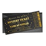 Generisch Konzert Ticket Personalisierbar, Goldfolie, Perlmuttpapier, Geschenk Musikliebhaber, Eventgutschein, Konzertkarte