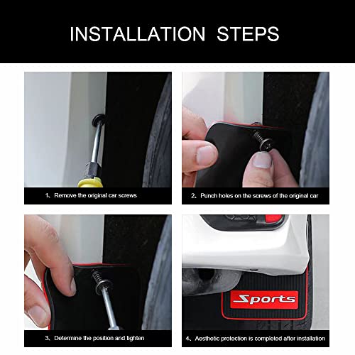 Image of 4 Pairs of Mud Flaps Safety Warning Reflective Devices for Car Splash Prevention Device Front and Rear Universal for Car Rubber (Sports)