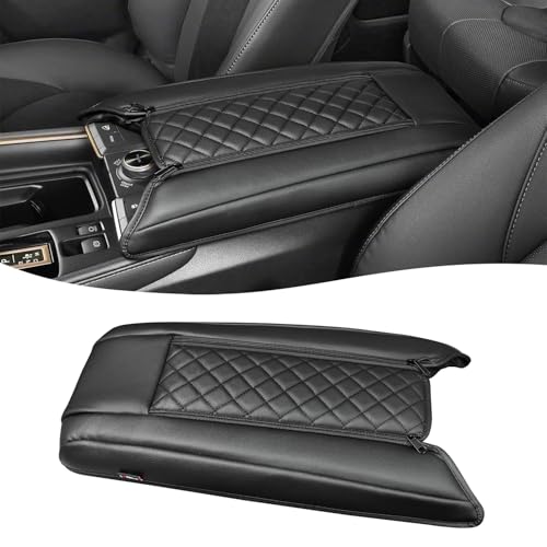 KBH Center Console Armrest Cover for Toyota Grand Highlander 2023 2024 2025 2026, PU Leather Interior Accessories, Customized Arm Rest Lid Protector, Zipper Closure, Anti-Scratch, Black
