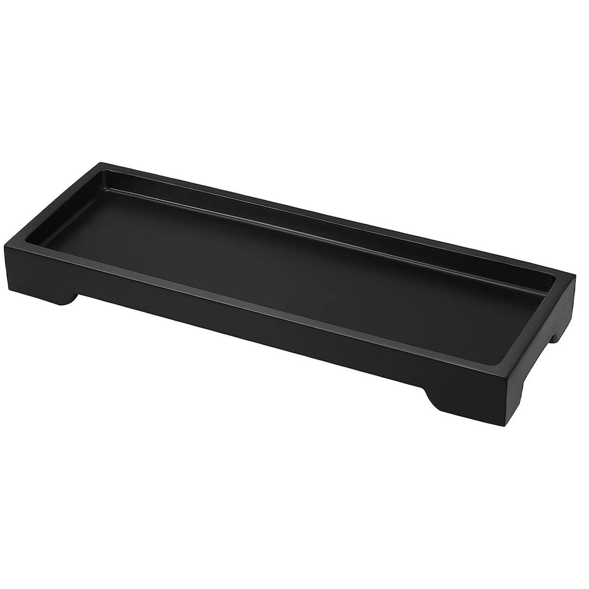 Bathroom Vanity Tray Bathroom Tray Silicone Soap Dish for Kitchen Countertop Sink Organiser Plate Holder for Perfume Candles Soap Towel Plant Bathroom Accessories Matte (Black)
