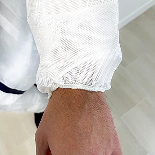 KELI FRANCE K•Protect - Schutzanzug mit Kapuze Cat. III Typ 5 und 6 - aus Polypropylen - elastisch an Handgelenken, Knöcheln, Kapuze, weiß (L)