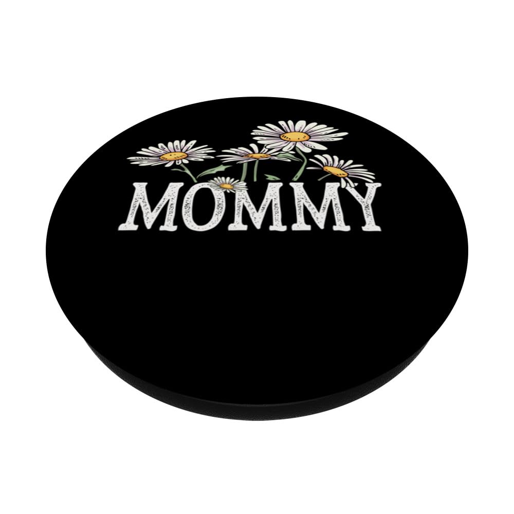 Mommy Floral Chamomile Design Mother's Day Gifts Mommy PopSockets Swappable PopGrip, Black - Image 2
