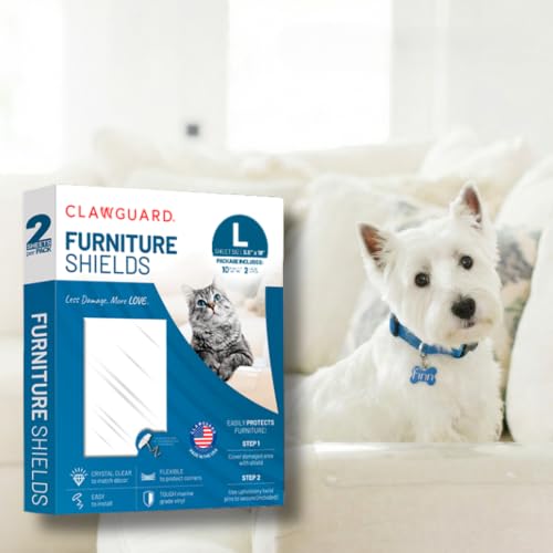 CLAWGUARD Marine Grade Furniture Shields The Ultimate Clear Cat Scratch Pads to Protect & Cover Couch/Sofa/Chair/Upholstery, Crystal Clear 5.5" x 18"/2Piece/Large