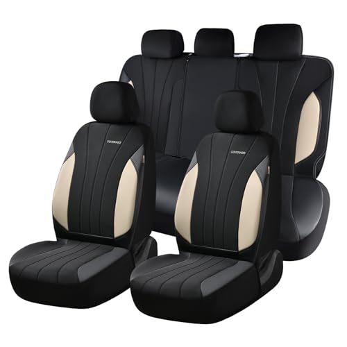 Coverado Seat Covers, Red Car Seat Covers Full Set, Automotive Seat Covers 5 Seats, Waterproof Black Car Seat Protectors Universal Fit for SUVs Trucks Sedans by Coverado - Used condition - US$25.49