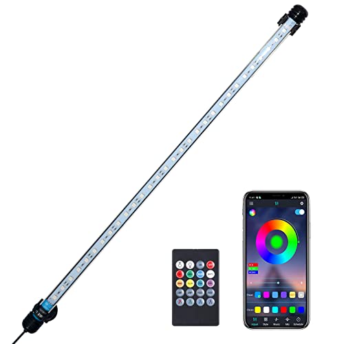 VARMHUS Impermeabile LED Acquario Lampada,Fish Tank Light con telecomando e controllo App,DIY Spectrum Full Color&Intelligent Timing e Dimming,29 modalità luce e 4 modalità di musicale RGB (58cm)