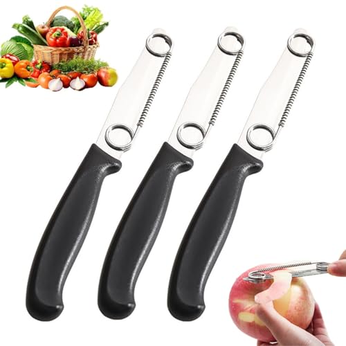 Pack De 3 Couteaux Magiques Giovanni's Giovanni, Couteau D'office Multifonction 3 En 1 For Fruits Et Légumes, Couteau D'office Et Éplucheur En Acier Inoxydable for Légumes Et Fruits(Black)