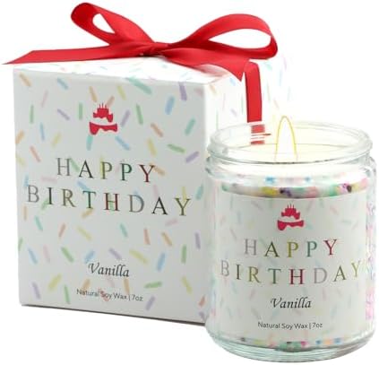 Happy Birthday Candle – Birthday Gifts for Women, Best Friend Birthday Gifts Ideas, Natural Soy Wax Vanilla Scented Candles
