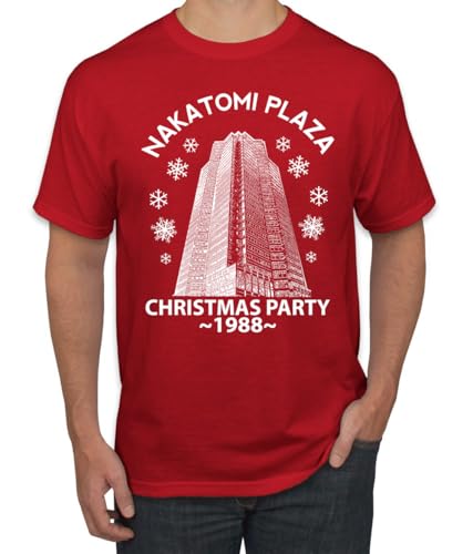 Nakatomi Plaza Christmas Party 1988 Classic McClane Die Hard Ugly Christmas Mens T-Shirt Red Large