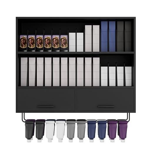 Wall Mount Hair Color Organizer Rack with Removable Dividers, Hair Color Bar Wall Shelf Cabinet for Dye Storage and Display, Holds 160+ Tubes for Barbershop Beauty Spa, Black