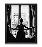 Poster Master Vintage Photograph Poster - Retro Minimalist Print - Girl In The Open Window, Black & White, Simple - 11x14 UNFRAMED Wall Art - Gift for Artist, Friend - Wall Decor for Living Room, Dorm