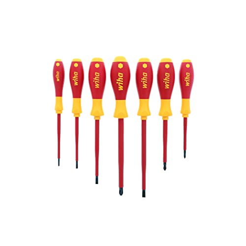 Image of Wiha 32099 7-Piece Insulated SoftFinish Screwdriver Set, 1000V VDE Certified Electrician Screwdrivers