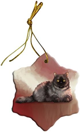 Doggie of the Day Selkirk Rex Cat Christmas Snowflake Ceramic Ornament
