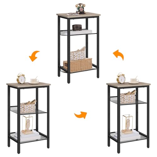 HOOBRO Beistelltisch, Telefontisch mit 2 verstellbaren Gitterablagen 38 x 28 x 74 cm, Sofatisch, Kaffeetisch, Industrie-Design… – Ansicht 5