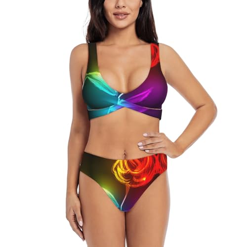 Maillot de bain deux pièces avec motif rose rouge pour sculpter la silhouette à la plage