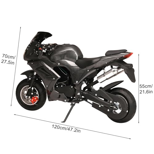 Talent Star Pocket Gas Motorcycle,49cc 4-Stroke Mini Motorbike with Strong Dual Brake,Speed 25MPH,Rubber Handlebar 2-Stroke High Brightness Headlights 1.8L Tank 440 lbs Mini Pocket Bikes for Adults B - Thumbnail 5