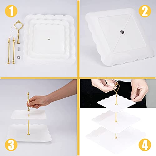 Tesyeux Présentoir à Gâteaux 3 Niveaux Blanc, Support à Desserts Stand de Fruits Plastique, Présentoir à Cupcake Bonbons Donuts Dessert, Plateaux Etages Stand à Gâteau pour Mariage Anniversaire – vue 7