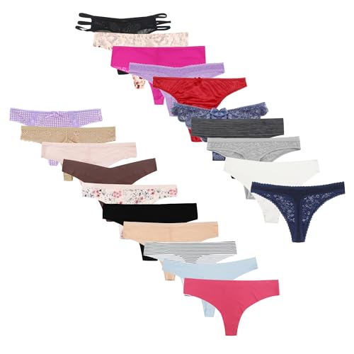 Libella Pack de 10 tangas para mujer, ropa interior sexy con encaje, 3210, Multicolor-2., S