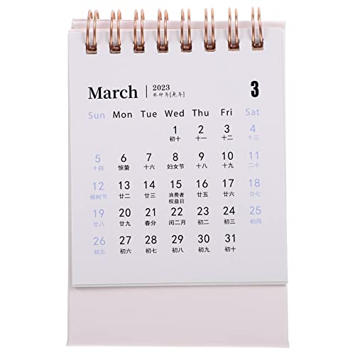 Zerodeko 2023 Mini Calendrier de Bureau Calendrier Mensuel Flip Monthtop Flip de Juillet 2022- Décembre 2023 Calendrier de Table en Spirale de Bobine de Liaison à Double pour La Cover